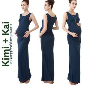Kimi + Kai Maternity Charlotte Tank Column Maxi Dress